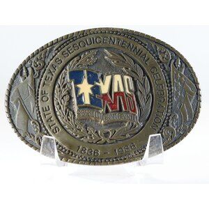 Belt Buckle Texas Sesquicentennial Solid Brass Buckle 1986 Vintage